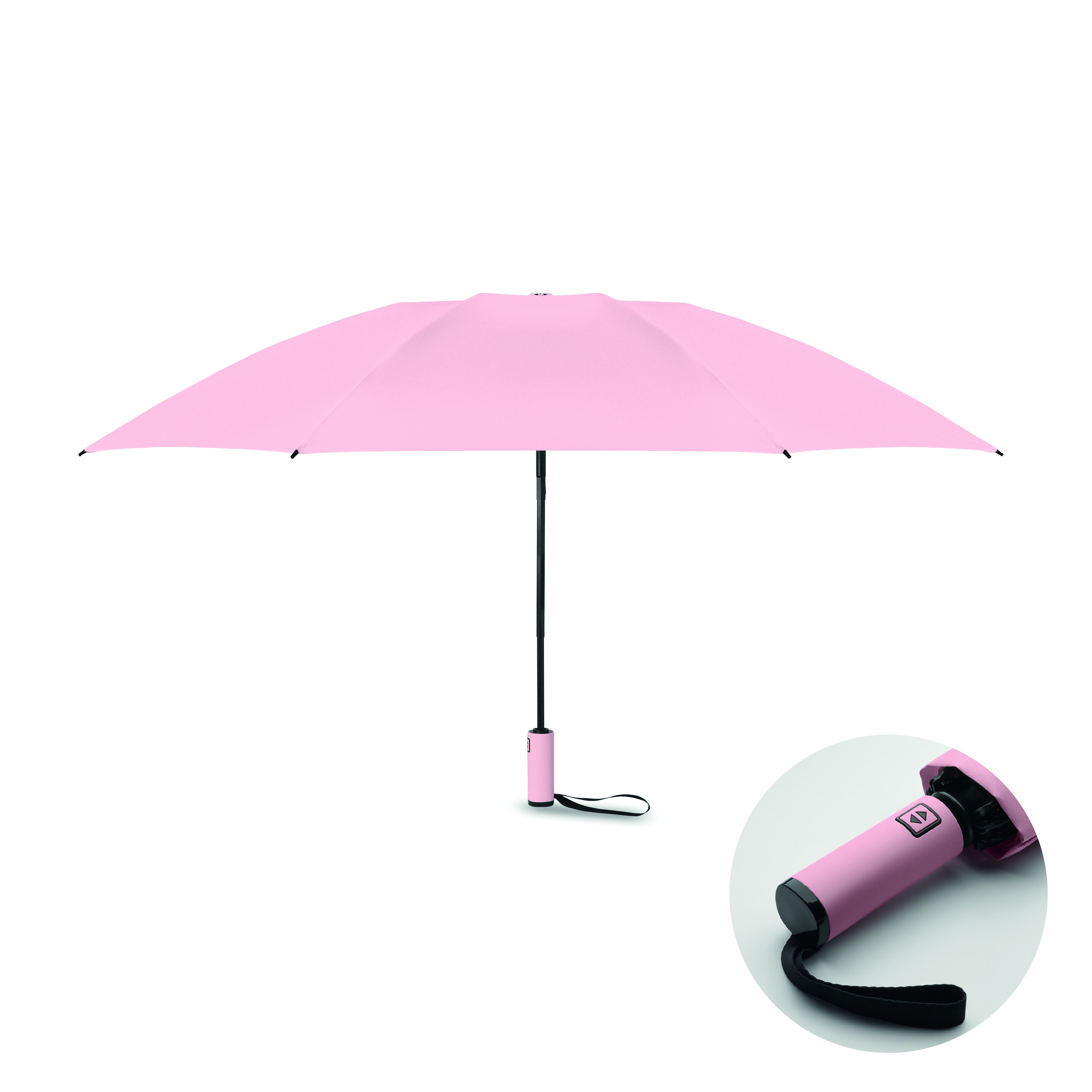 Parapluie tempête 23" en RPET personnalisable Agumbe rose bébé